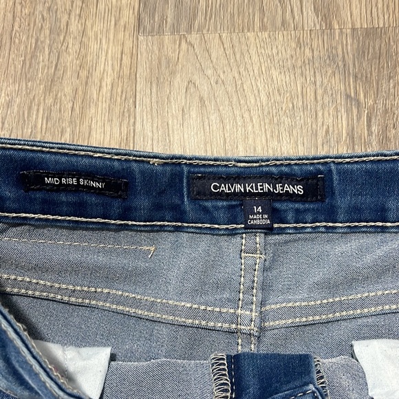 NWT Calvin Klein Jeans size 14 girl mid-rise skinny blue jeans - Picture 5 of 14